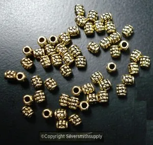 Authentic Celestial Spiral 50 Antique Gold Plated Tube Beads For Enchanting Necklaces