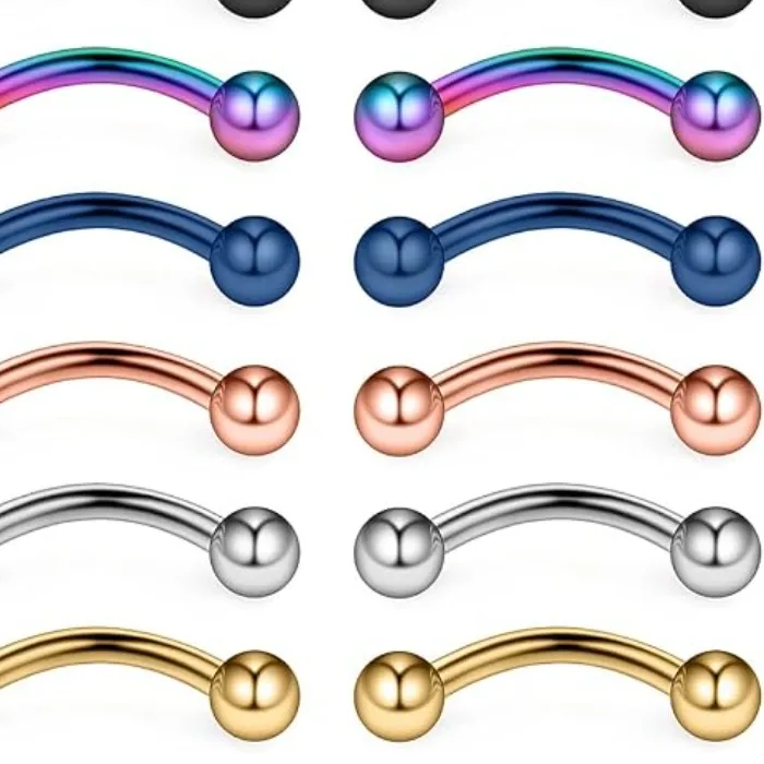 Authentic 12Pcs 16G Surgical Eyebrow Ear Navel Belly Lip Ring Body Piercing Jewelry Ear Rook Navel Small Belly Button Ring
