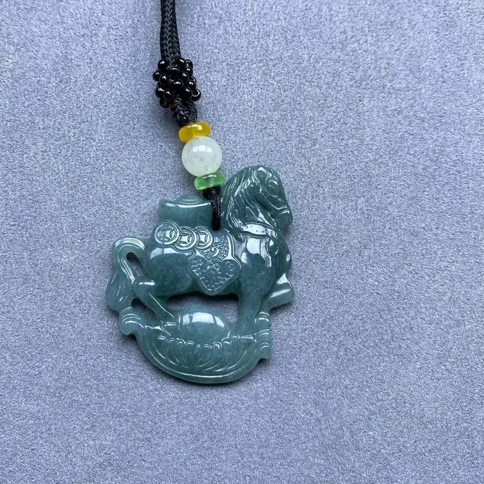 Authentic Blue River Jade Horse Talisman Of Success