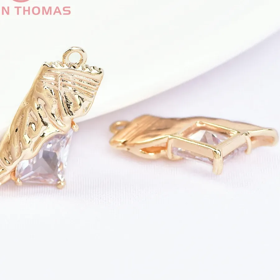Authentic 5999 4Pcs 10X19Mm 24K Gold Color With Zircon Candy Charms Pendants Diy Jewelry Making Findings Accessories