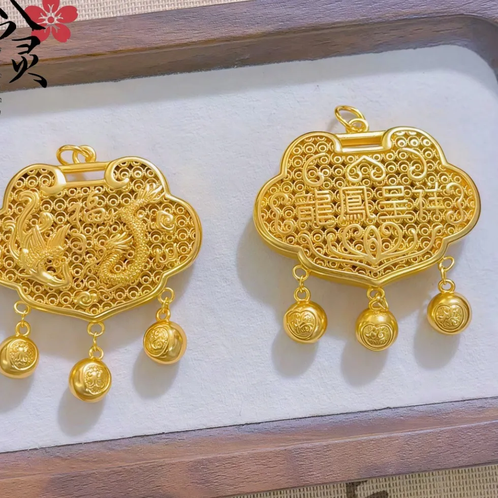 Authentic Dragon Phoenix Guardian 24K Gold Safety Coin Pendant
