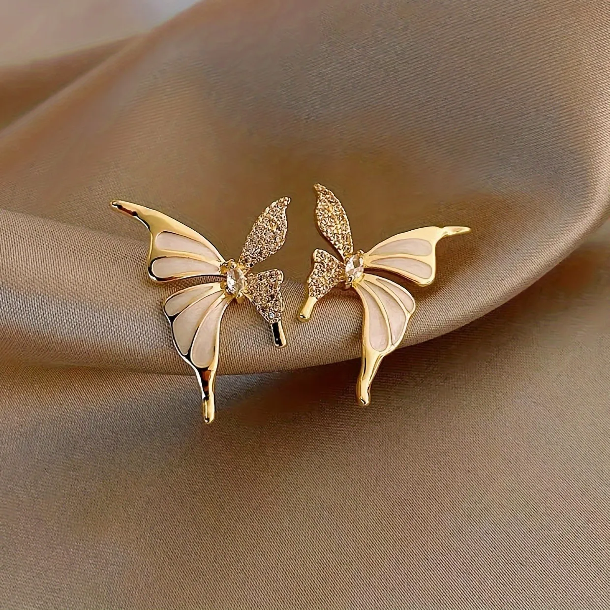 Authentic 925 Crystal Butterfly Earrings Jewelry Sweet Earrings