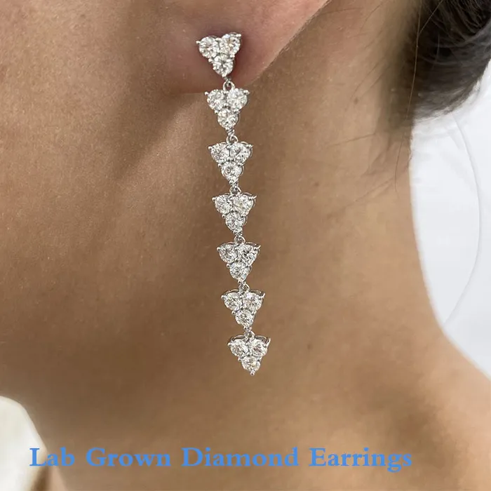 Authentic Platinum 950 3Ctw Round Cut Def Vs- Vvs Lab Grown Diamond Pendant Earrings Birthday Give It To Her