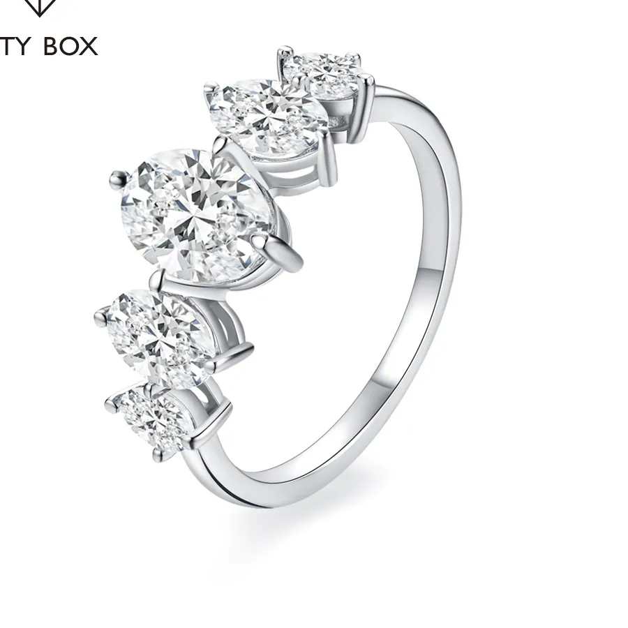 Authentic Mintybox Oval Cut Moissanite Rings S925 Sterling Silver Ring Dainty Anniversary Fine Jewelry