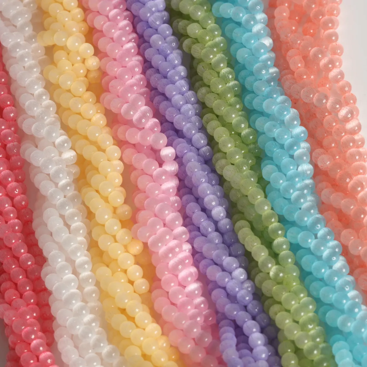 Authentic 4Mm Dream Color Cat's Eye Glass Beads Round Shape Loose Spacer Beads For Jewelry Making Diy Bracelet Necklace Accessories