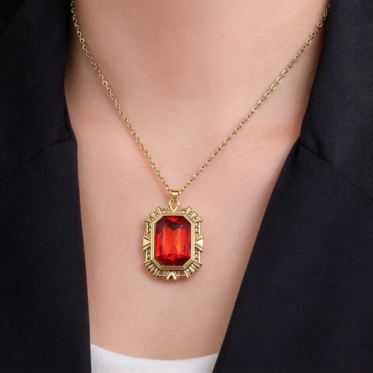 Authentic The Sandman Morpheus Ruby Pendant Necklace King Of Dreams Cosplay Red Stone Necklace Halloween Costume Prop Jewelry