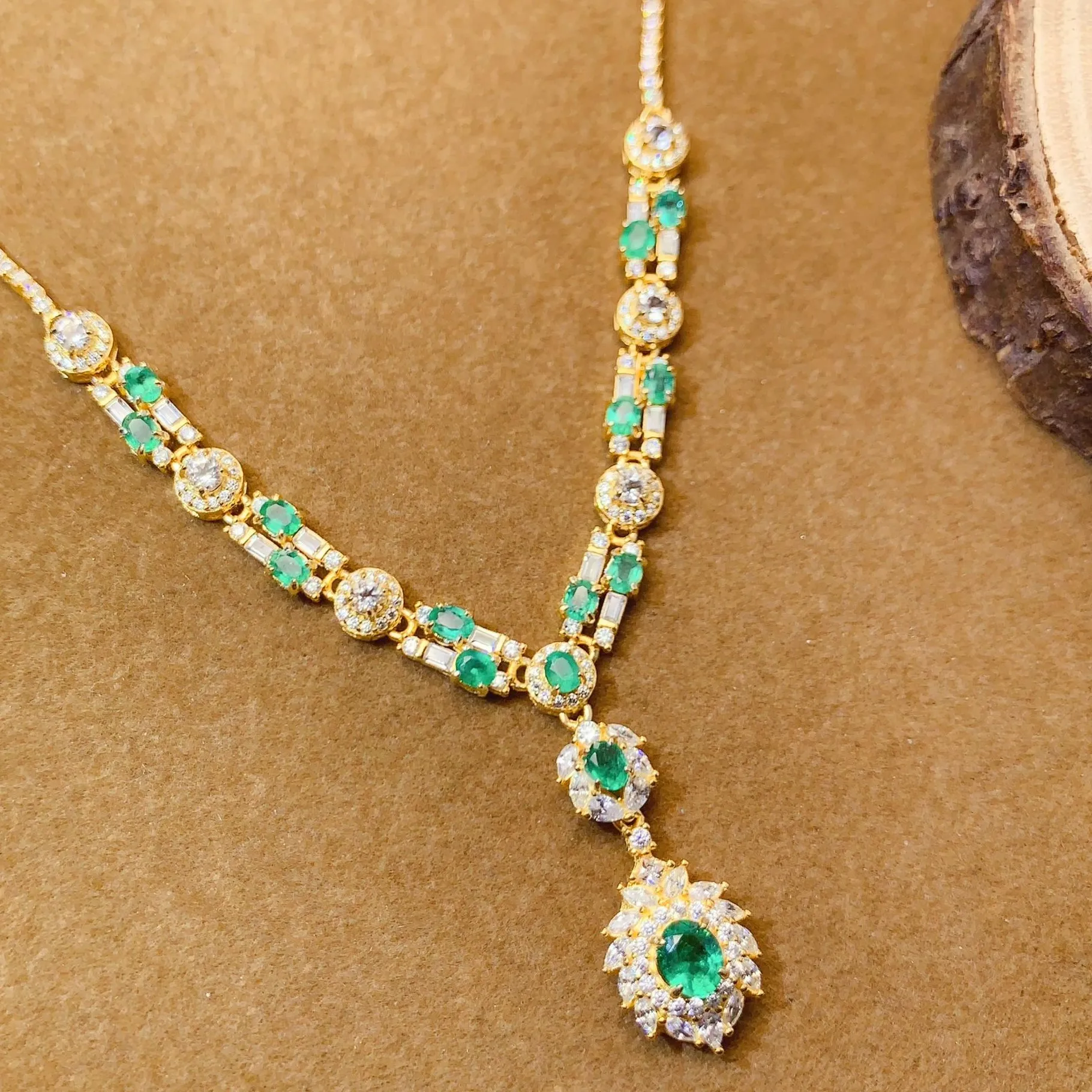 Authentic 3 4 5 6Mm Natural Emerald Necklace, S925 Silver Gemstone, Elegant Green Jewelry