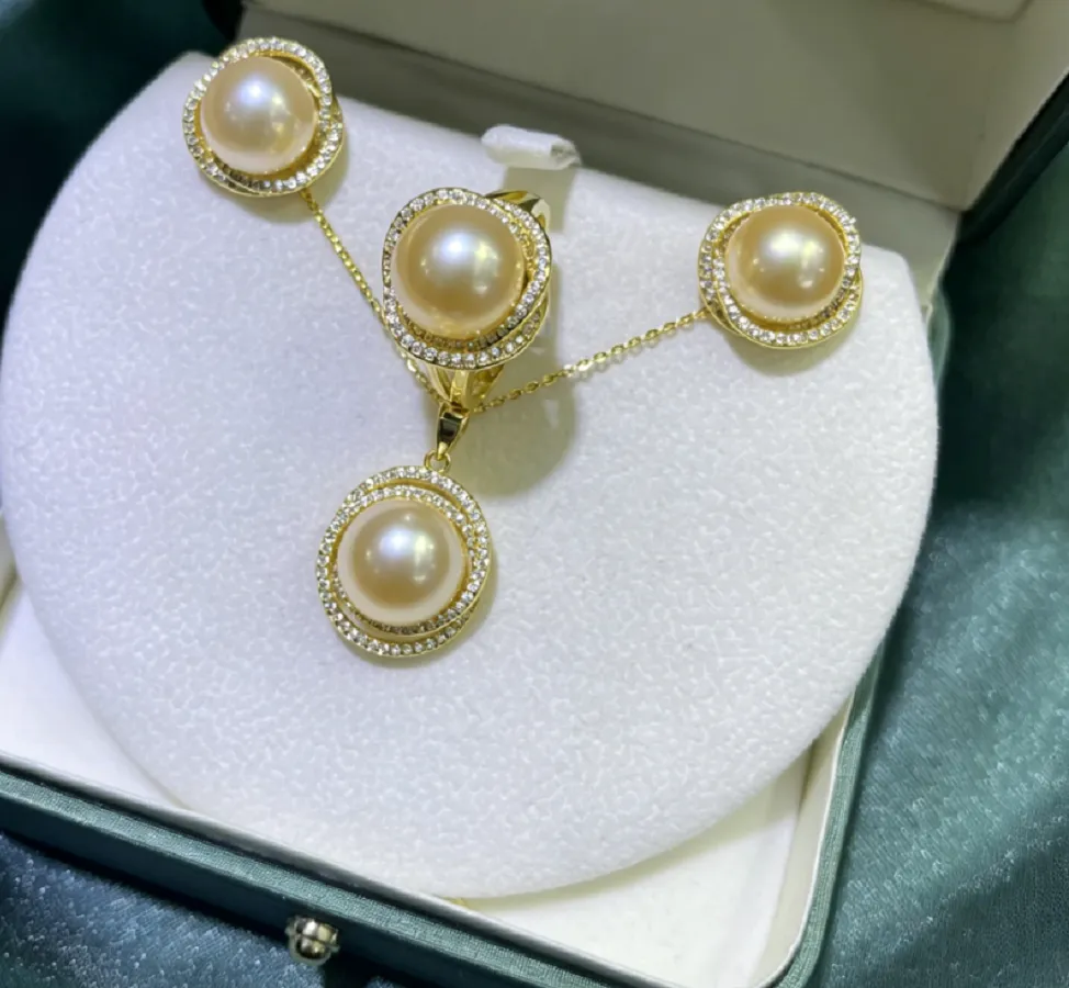 Authentic Natural Pearl Earring Necklace 18 Inch Three With Adjustable Split Ring 925S Aaa11- 12Mm Available For Individual