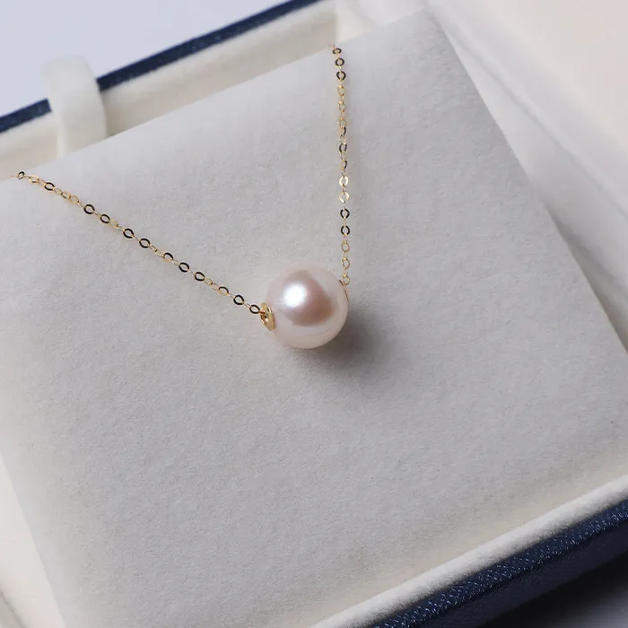 Authentic Gorgeous 9- 10Mm 10- 11Mm 11- 12Mm South Sea Round White Pearl Pendant 18'' 925S