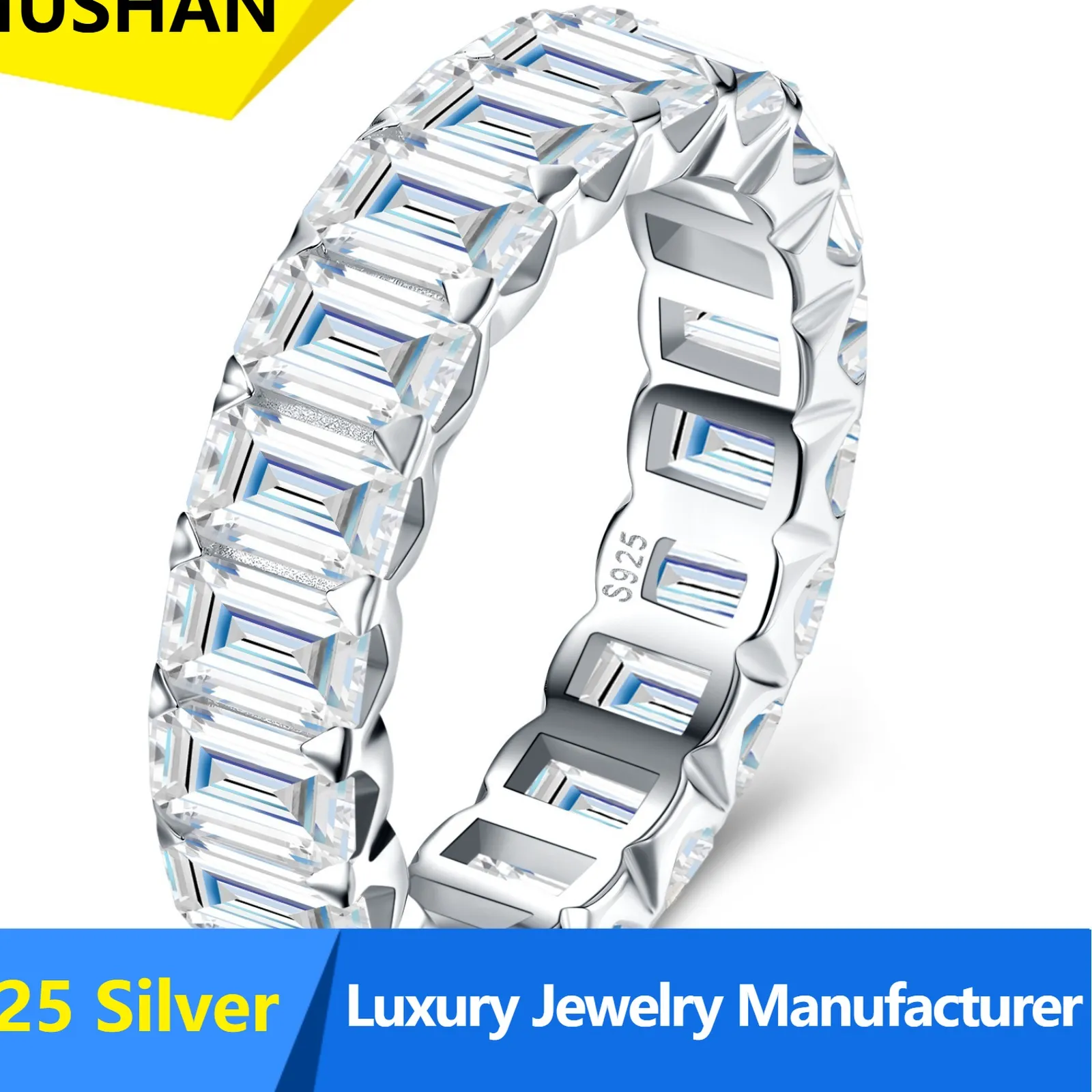 Authentic Mushan Jewelry Brand 925 Sterling Silver Rings Jewelry 3 5Mm Moissanite Diamond Ring Band Fine Jewelry