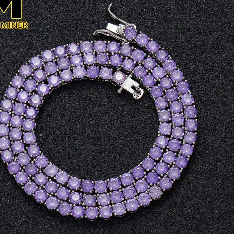 Authentic Violet Veil 4Mm Purple Zircon Tennis Chain Talisman