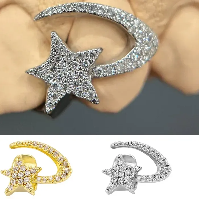Authentic Full Iced Out Cz Stones Star Teeth Grillz Hip Hop Cubic Zircon Tooth Caps For Jewelry Dental Grills