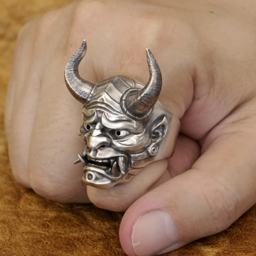 Authentic Japanese Ghost Prajna Skull Ring 925 Sterling Silver Biker Rock Punk Jewelry TA388 US Size 7~16 BZ