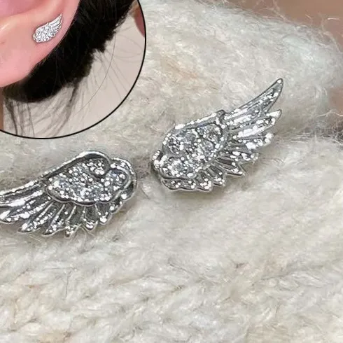 Authentic Celestial Feathered Cross Studs Of Divine Grace