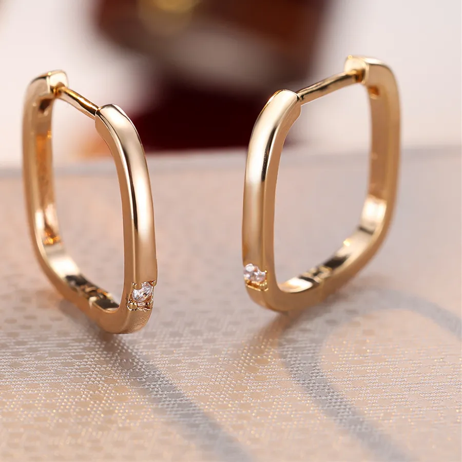 Authentic Radiant Solstice Gold- Plated Square Hoop Talisman With White Zircon