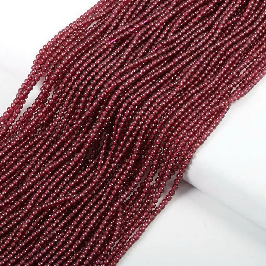 Authentic 2 3Mm Natural Stone Garnet Beads Small Tiny Loose Round Gemstone Bead For Jewelry Making Diy Bracelet Necklace Accessories
