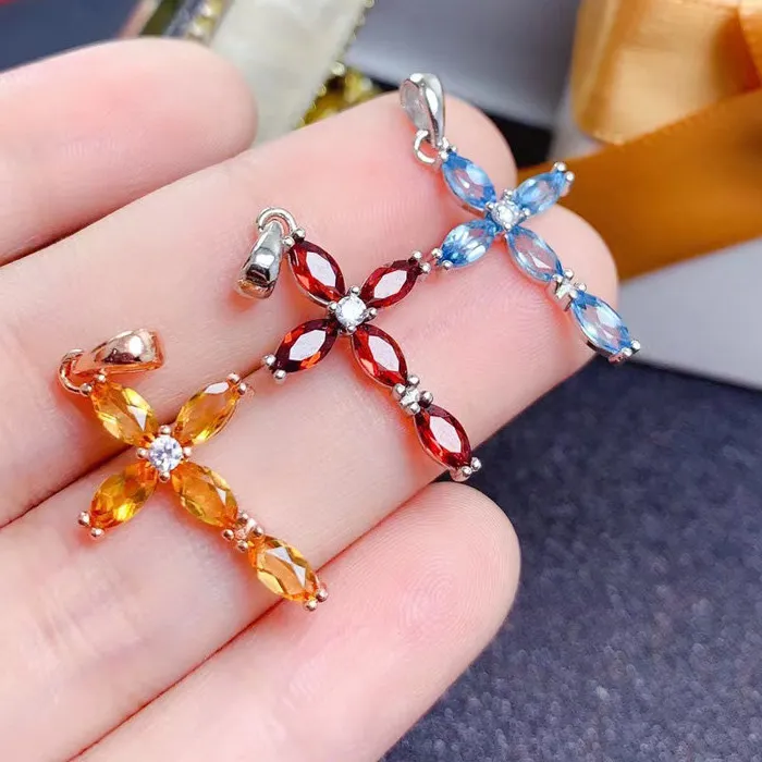 Authentic Celestial Cross 18K Gold Plated Topaz Garnet Citrine Amulet