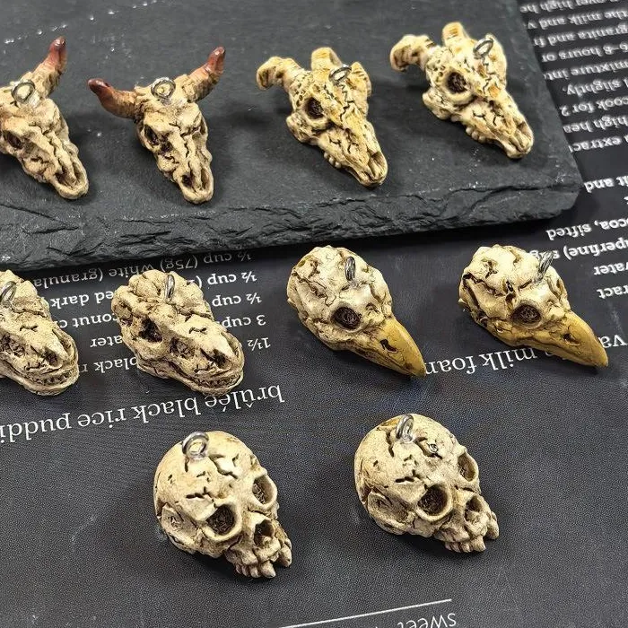 Authentic Raven's Veil Resin Skull Charms For Sacred Earring Craft