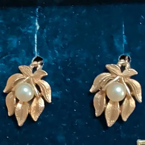 Golden Foliage And Pearl Whispers Talismanic Earrings