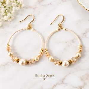 Authentic Radiant Luminesce Pearl Hoops In 22 Karat Gold Plating