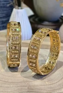 Authentic Celestial Rajwari Bangle 22K Gold Plated Kundan Talisman