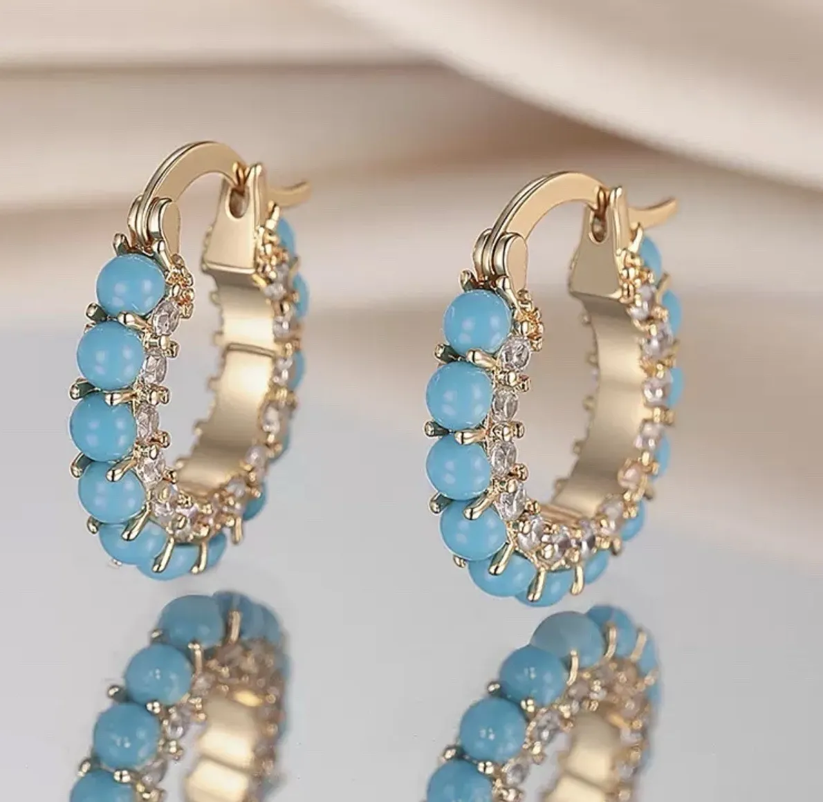 Authentic Celeste Sky Hoop Talismans In 18K Gold Plate