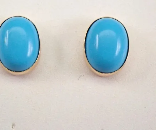 Authentic Eternal Turquoise Halo Gold- Plated Oval Studs Of Serenity