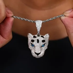Authentic The Prowling Guardian Moissanite Leopard Talisman In 14K White Gold Over Sterling Silver