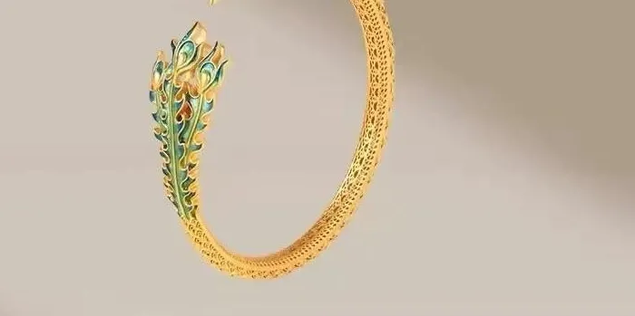 Authentic The Golden Rebirth Handcrafted Qinglunan Phoenix Bangle