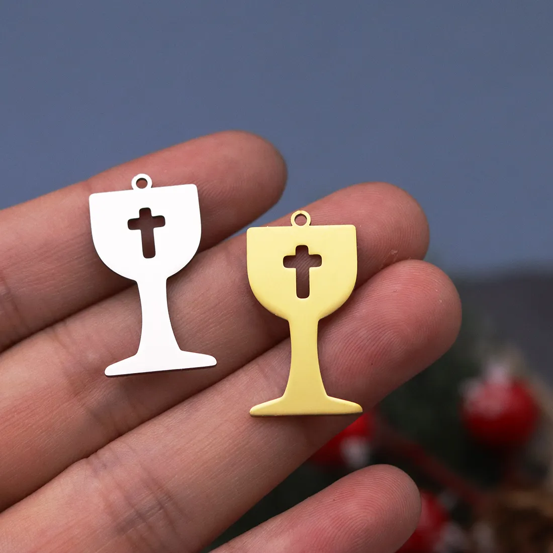 Authentic 3Pcs Chalice Cross Charms Hollow Holy Grail Pendant For Diy Jewelry Making Necklace Earrings