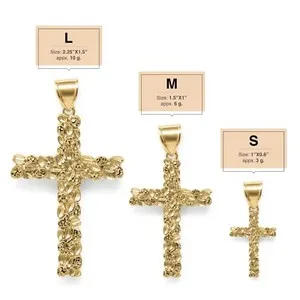 Authentic Luminous 925 Sterling Silver Nugget Crucifix Talisman In 14K Gold