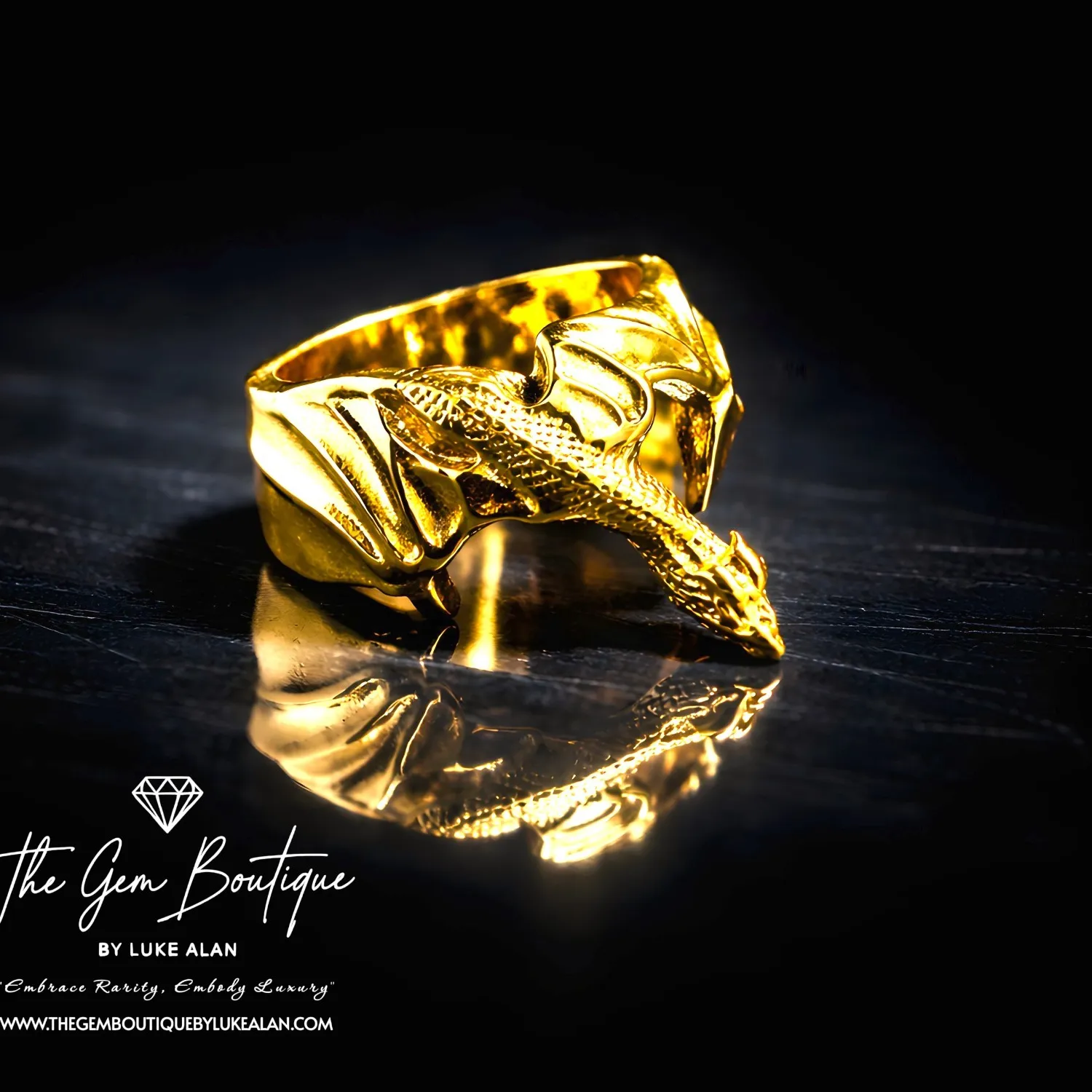 Authentic The Sacred Dragon Sovereign Ring 10K Gold- Plated Talisman Of Power And Protection