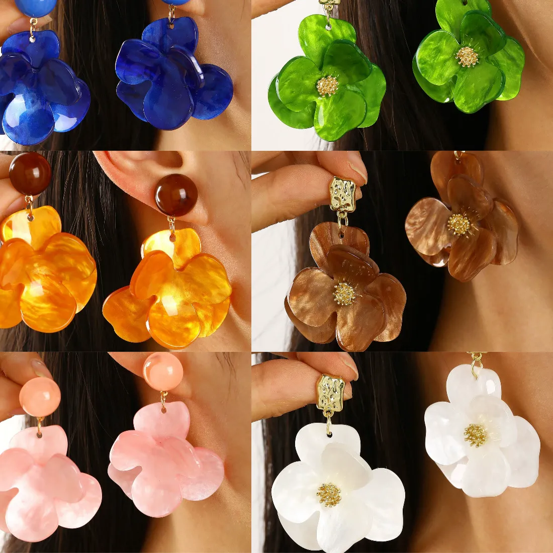 Authentic 925 Leopard Print Petal Tassel Earrings Jewelry Earrings