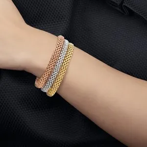 Authentic Talisman Of The Thrice- Blossomed Spring Gold- Plated Tulip Link Triad Bangles