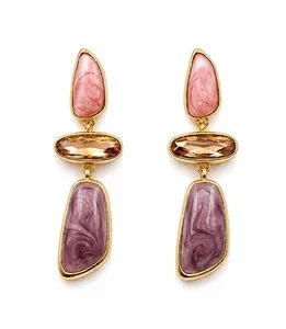 Authentic Ethereal Blush Vein Talismanic Drop Earrings In Radiant Gold