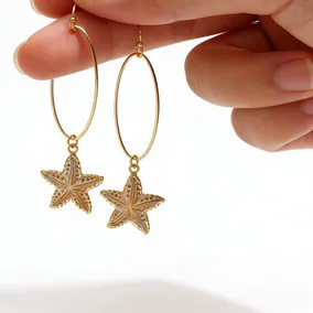 Tears Of The Ocean Gold- Dipped Seashell And Sea Star Talisman Earrings