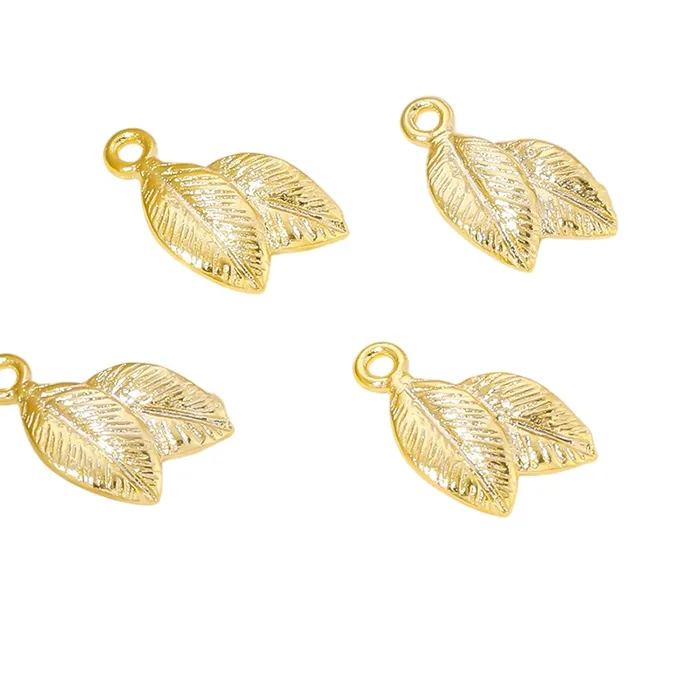 Authentic Golden Foliage: Sacred Double Leaf Talisman Connectors