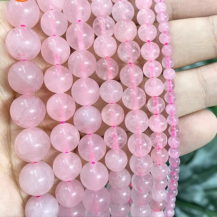 Authentic Natural Pink Quartz Crystals Smooth Round Beads 4/6/8/10/12mm For Jewelry Making DIY Earrings Bracelet Accessories 15'' Strand