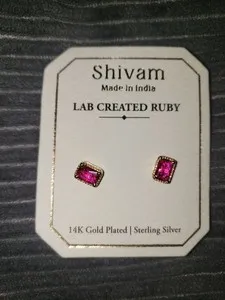 Authentic Crimson Flame Of Devotion 14K Gold Plated Ruby Talisman Earrings