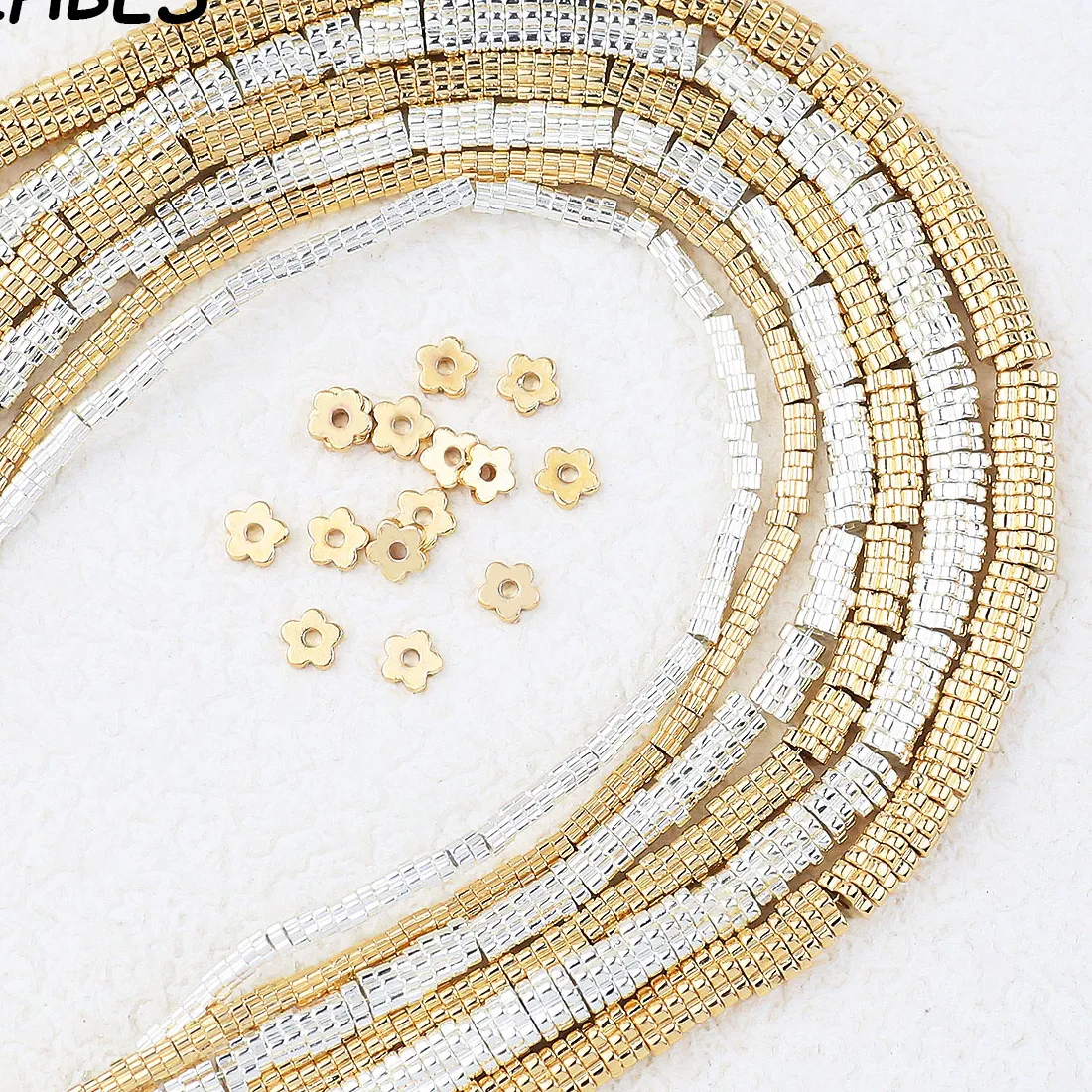 Authentic Gilded Blossom Hematite Spacers