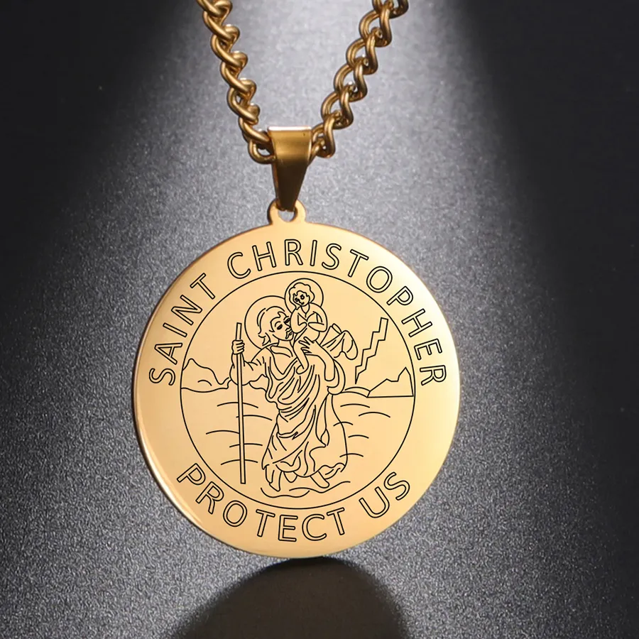 Authentic Dawapara Saint Christopher Medal Necklace Jesus Truet In You Amulet Catholic Jewelry Travelers Driver