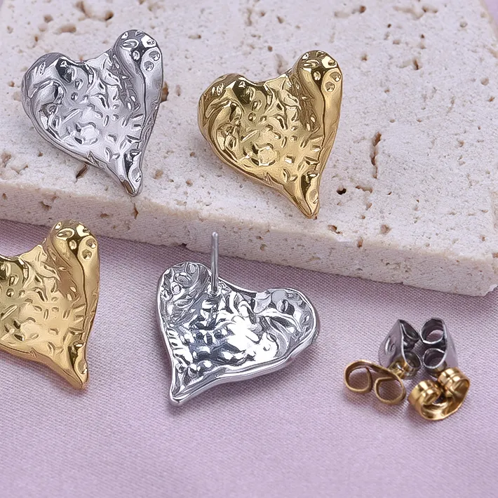 Authentic The Asymmetrical Heart Of Devotion Gold- Plated Talismanic Studs