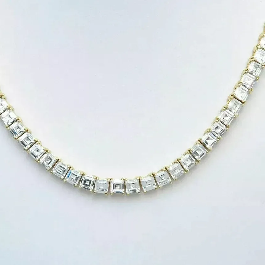 Authentic The Golden Constellation Asscher Cut Lab Diamond Tennis Necklace