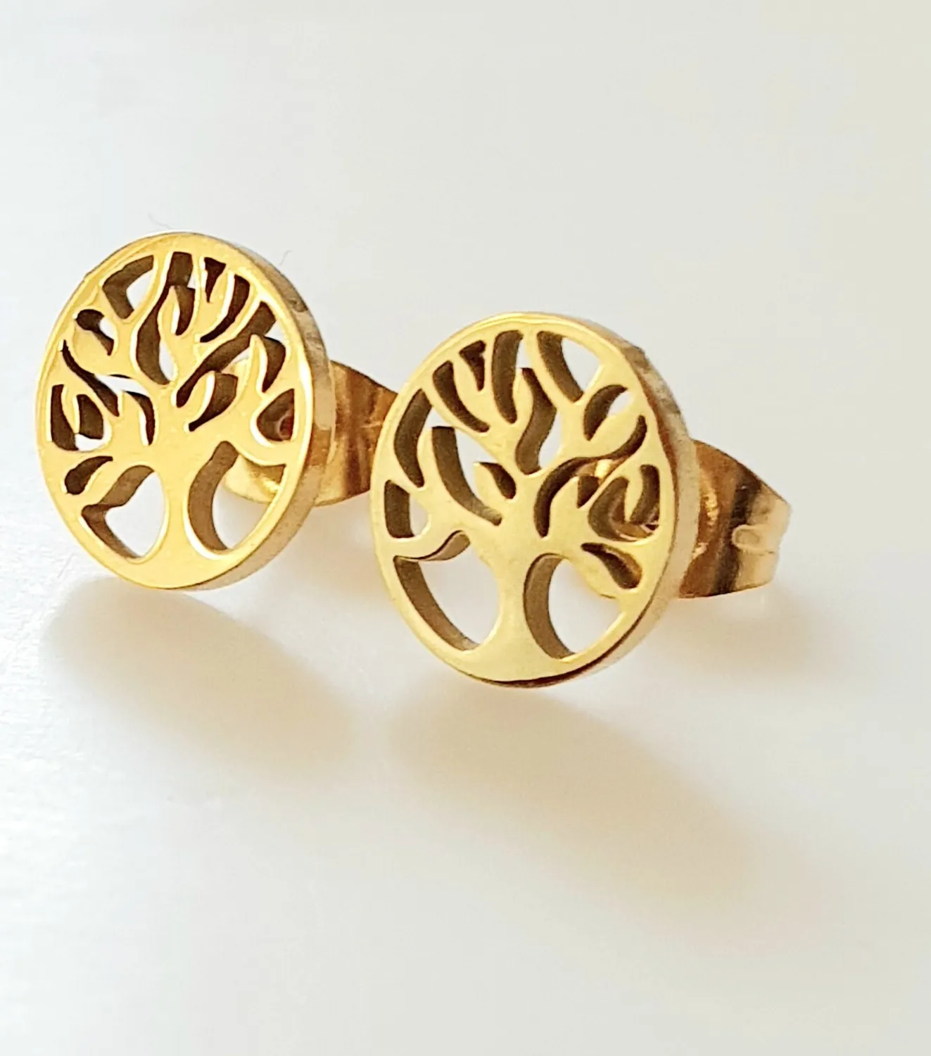 Authentic Roots Of Eternity 18K Gold- Plated Tree Of Life Stud Earrings