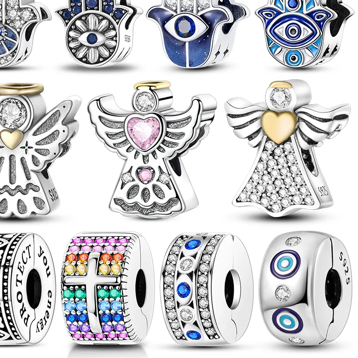 Authentic Celestial Guardian Hamsa And Angelic Eye Gold- Plated Talisman Bead