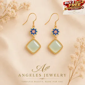 Authentic Verdant Blossom Talismanic Drop Earrings In 18K Gold Plate