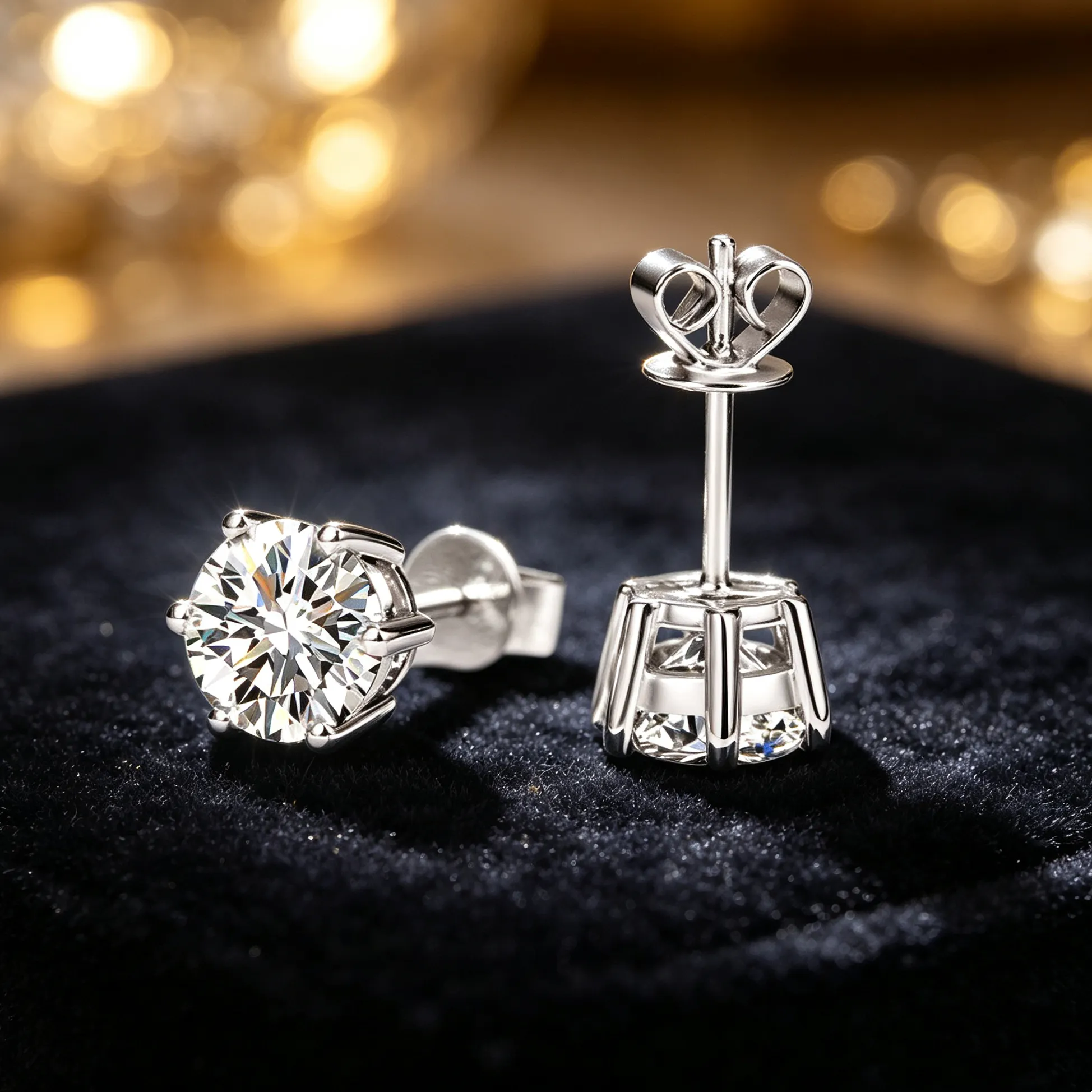 Authentic Radiant Luminary Moissanite Stud Talismans In Gold- Plated Sterling Silver