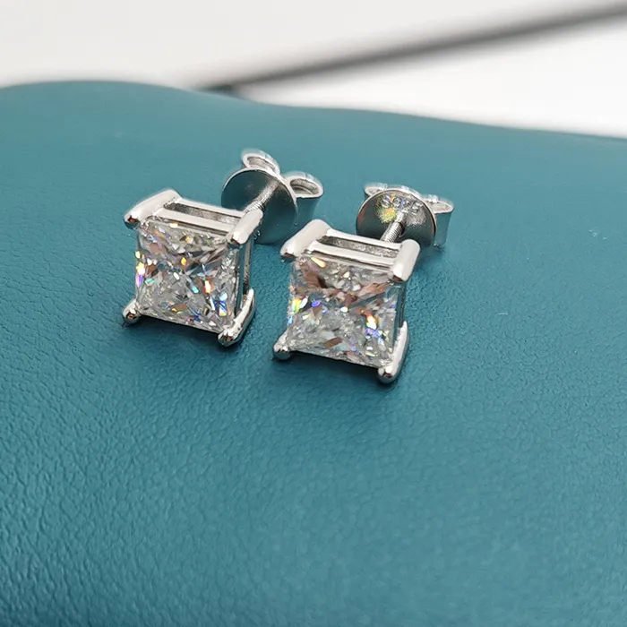 Authentic Radiant Luminary Square Talisman Studs In Sterling Silver