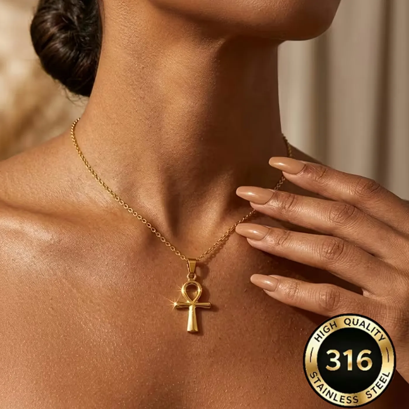 Authentic The Gilded Axis A Sacred 316L Gold- Plated Cross Talisman