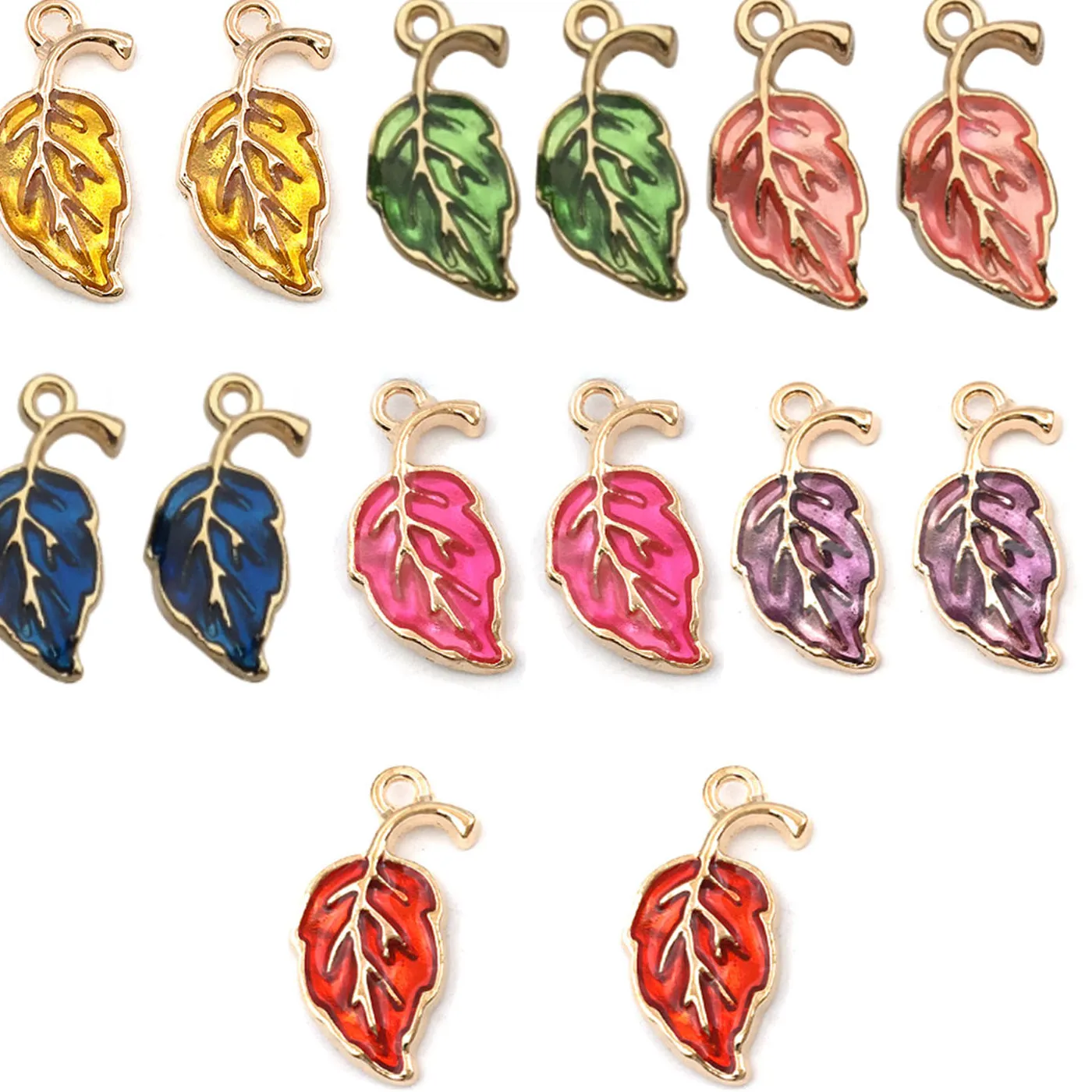 Authentic 10 14Pcs Enamel Leaf Pendant Colorful Leaf Charms For Jewelry Making Findings Crafting Accessory For Diy Necklace Bracelet